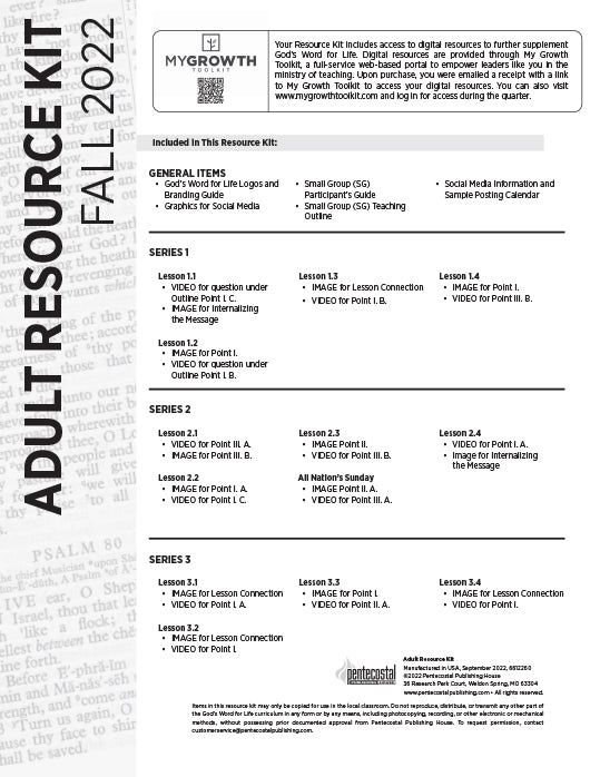 Adult Resource Kit (Digital) Fall 2022