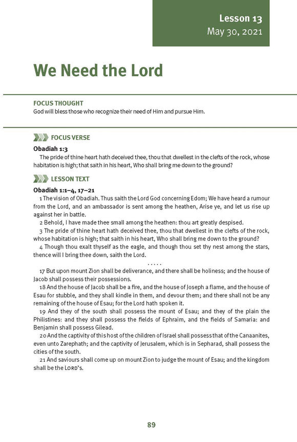 We Need the Lord Lesson 13 Adult Spring 2021 (Download)